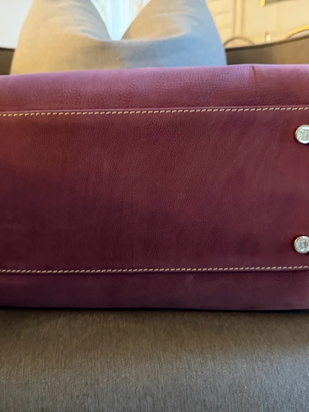Celine Suede Satchel Handbag in Plum - Picture 4 of 14